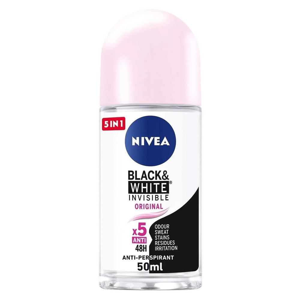 NIVEA Antiperspirant Roll-on for Women Black & White Invisible Protection 50ml