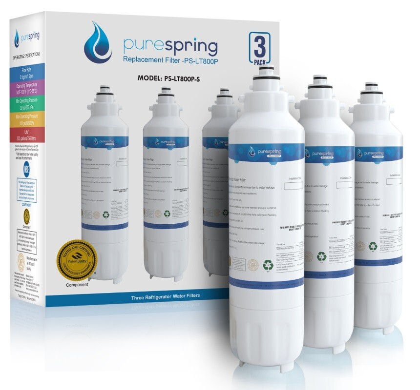 3 PACK PureSpring Replacement Refrigerator Water Filter PS-LT800P-S