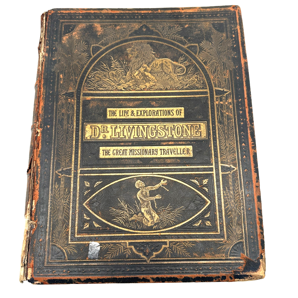 1800s Life and Explorations of Dr Livingstone Antique Victorian Leather Book JMH