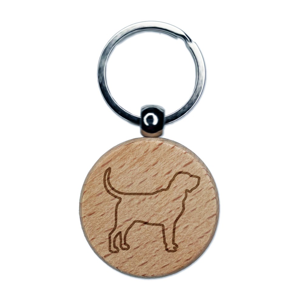 Personalized Bloodhound Dog Engraved Wood Keychain Charm