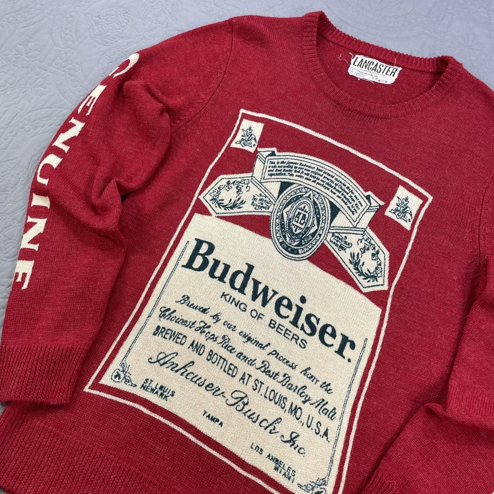 Lancaster Budweiser Sweater Mens Large Crewneck Knit Pullover Beer Wool