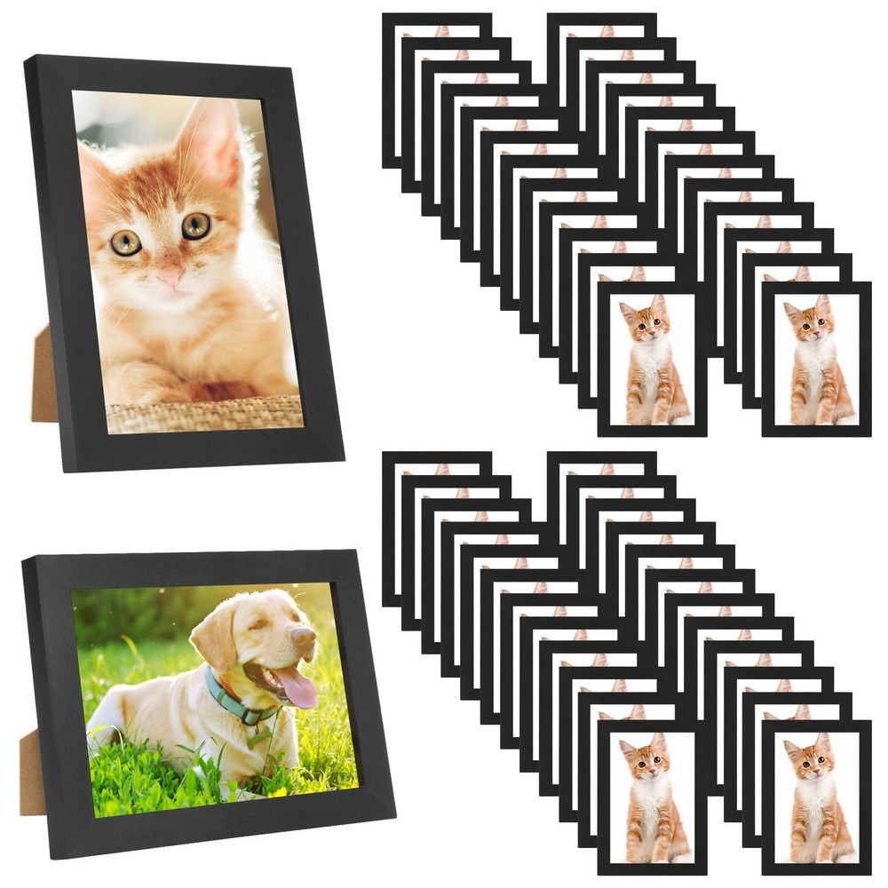 Set of 50 Picture Frame Bulk Photo Frames with Mat Wall Mounting Simple Photo...