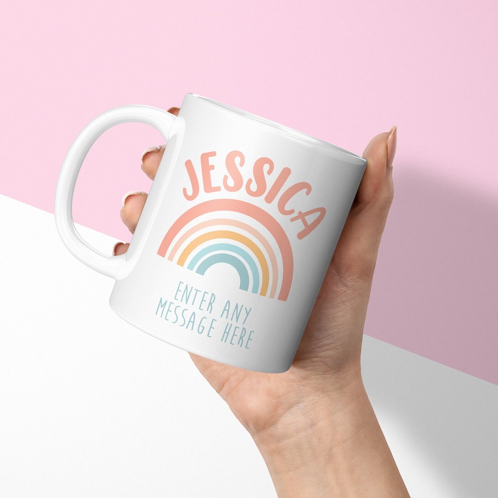 Custom Rainbow Mug with Coaster - Personalised Gift Idea  