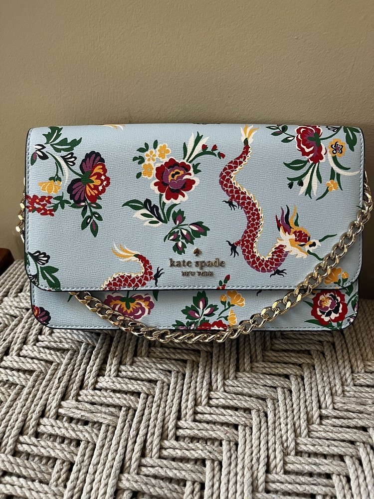 Kate Spade Lunar New Year Flame Dragon Madison Flap Crossbody Bag & Wallet NWT