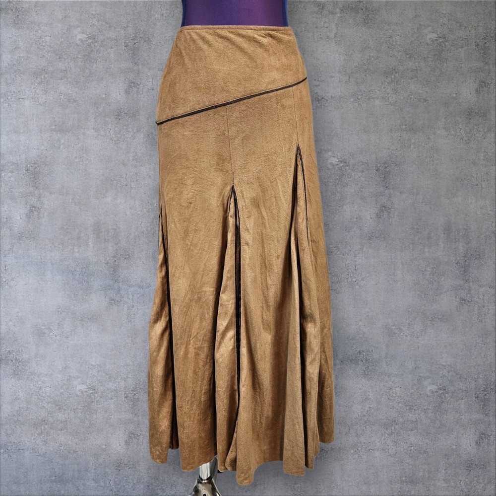 Tribal Tan Faux Suede Trumpet Riding Skirt Petite Size 6P H14