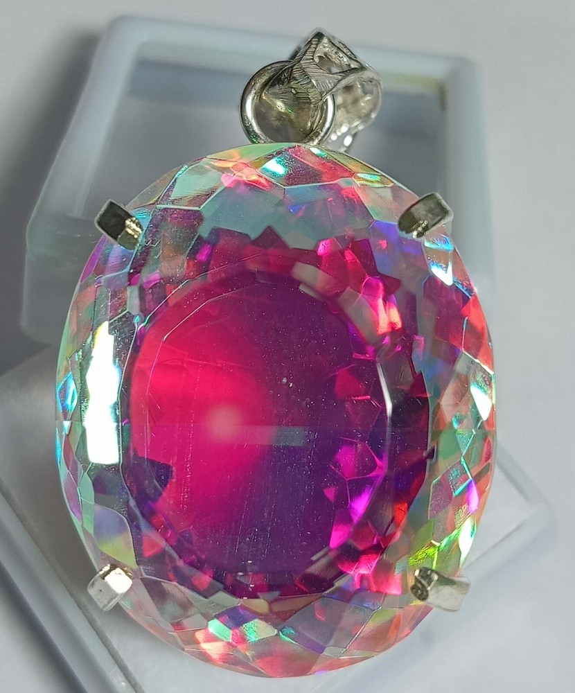 Mystic Topaz Oval Cut 87.75 Ct Natural Locket Loose Gemstone Pendant Certified