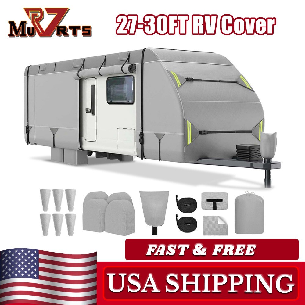27'-30' RV Cover Waterproof Anti-UV Windproof Travel Trailer Camper Motorhome