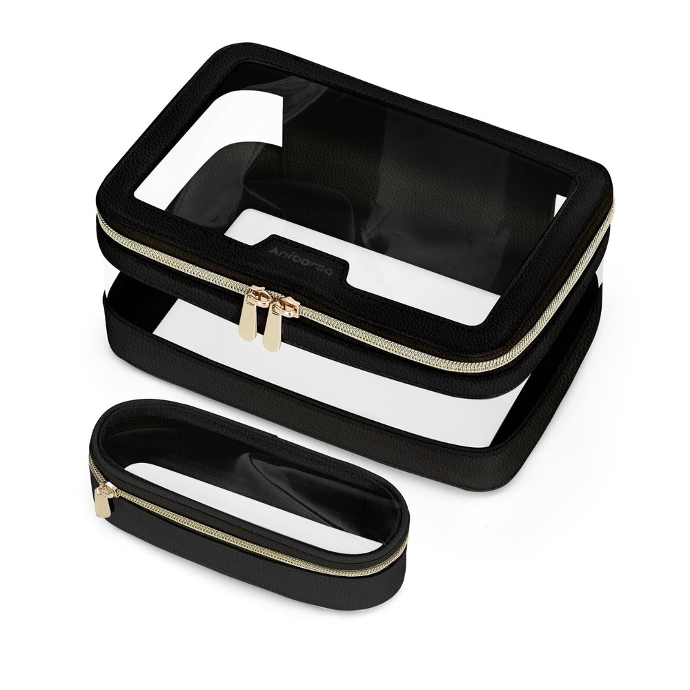 Clear Makeup Bag, Travel Clear Cosmetic Bag and Makeup Brush Bag, Transparent...