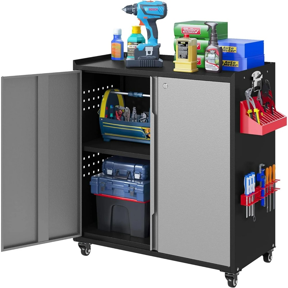 Metal Garage Storage Cabinet with Locking Doors and Adjustable Shelves,34.3