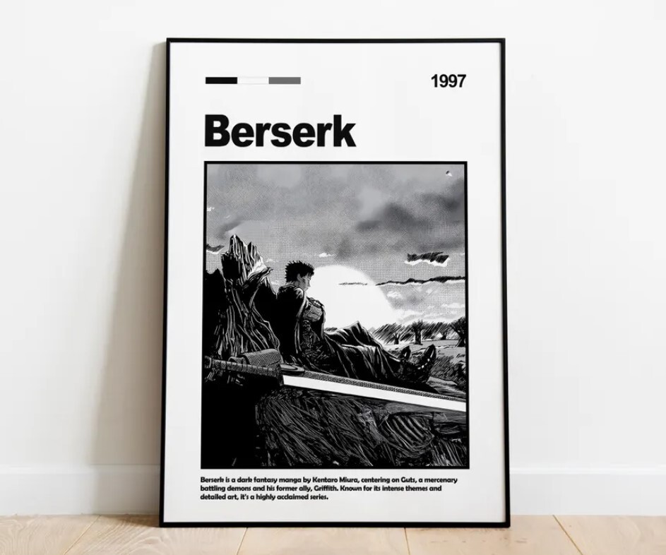 Berserk Anime Poster, Berserk Poster, Berserk Print, Movie Poster