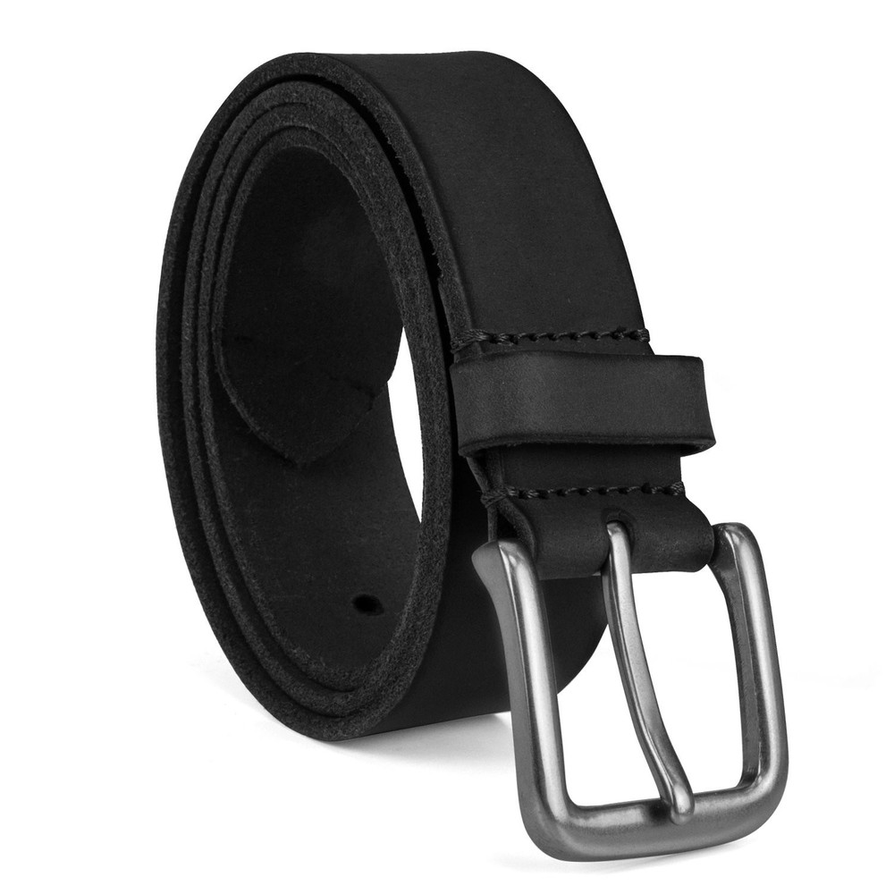 Men's 35mm Classic Buckle Jean Leather Belts, Black, 32