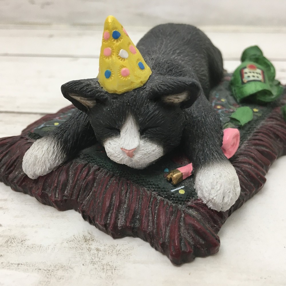 New Years Black Cat Figurine Carole's Cats For All Seasons The Party's Over 97-image