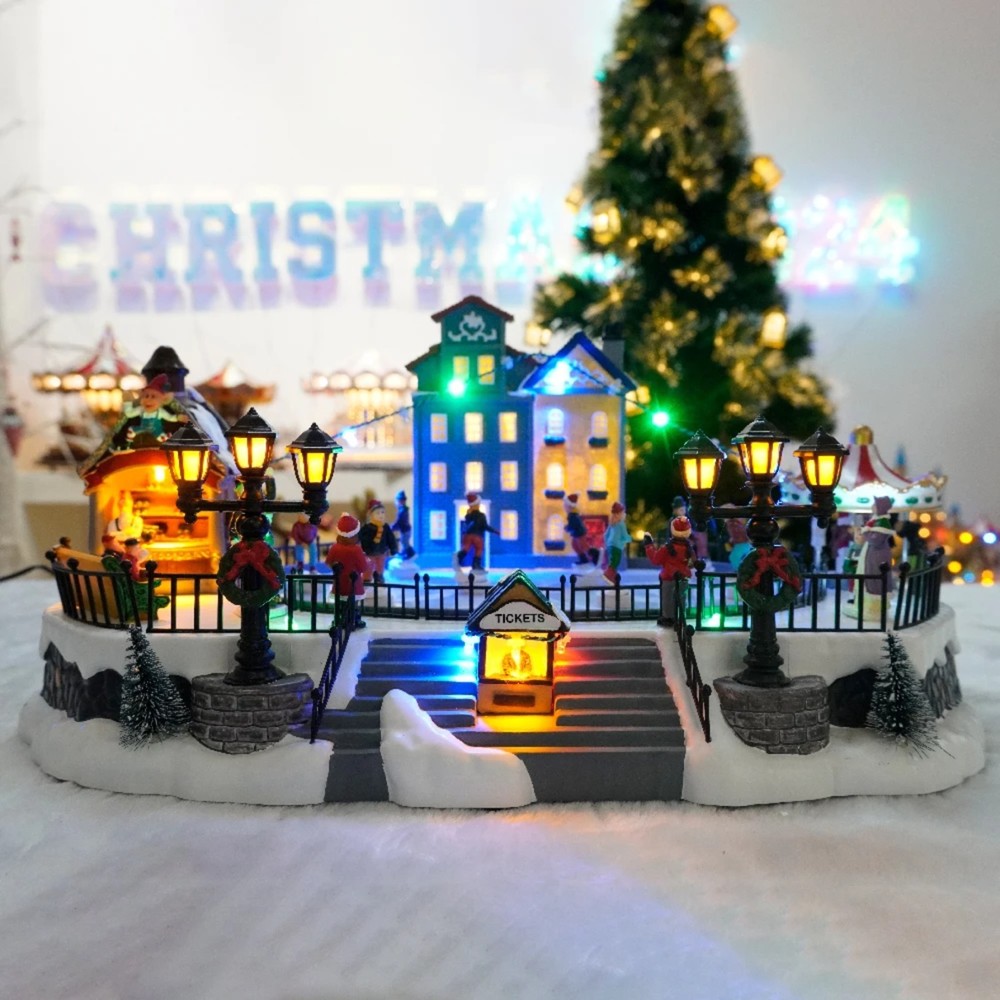 Christmas Village Animated Ice Skating