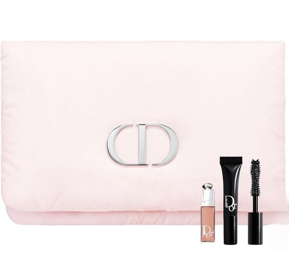 Christian DIOR Beauty Pink Flap Pouch Makeup Set w Mini Dior Addict & Mascara