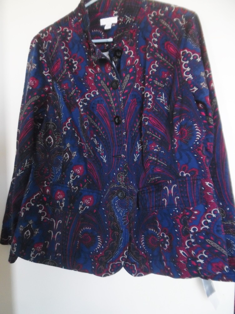 New Charter Club 1X woman plus blazer jacket multi color paisley print