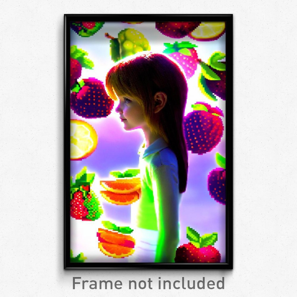 8-Bit Psychedelic Pixel Art Poster - Fruity Well Trippy Video Game Print