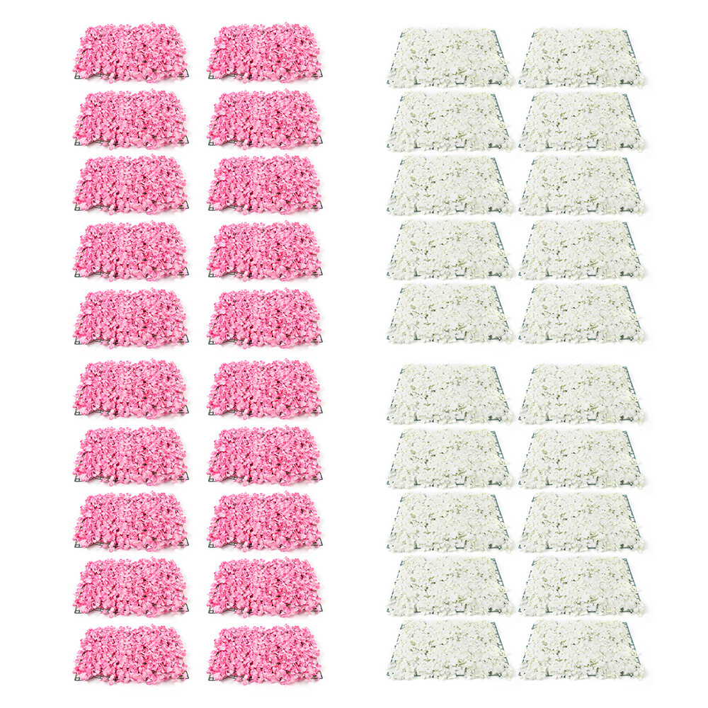 10/20Pcs Artificial Silk Flower Wall Panels Background Rose Floral Wedding Decor