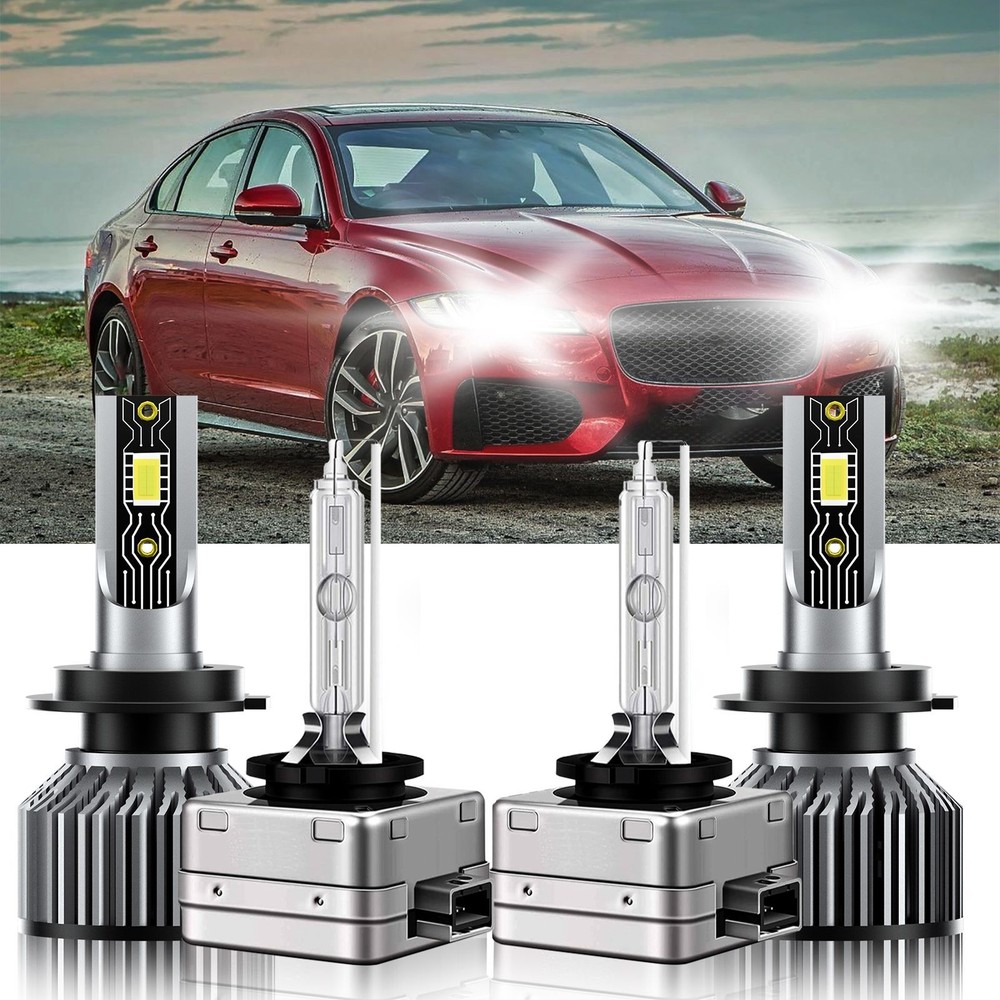 For Jaguar XF 2009-2011 LED HID Headlight Bulbs Kit H7+D1S High Low Beam 6500K