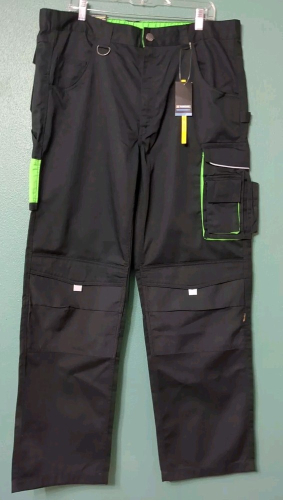 Men's Size 40 Blue Cargo Work Pants with Knee Pad Slots Utility Trousers