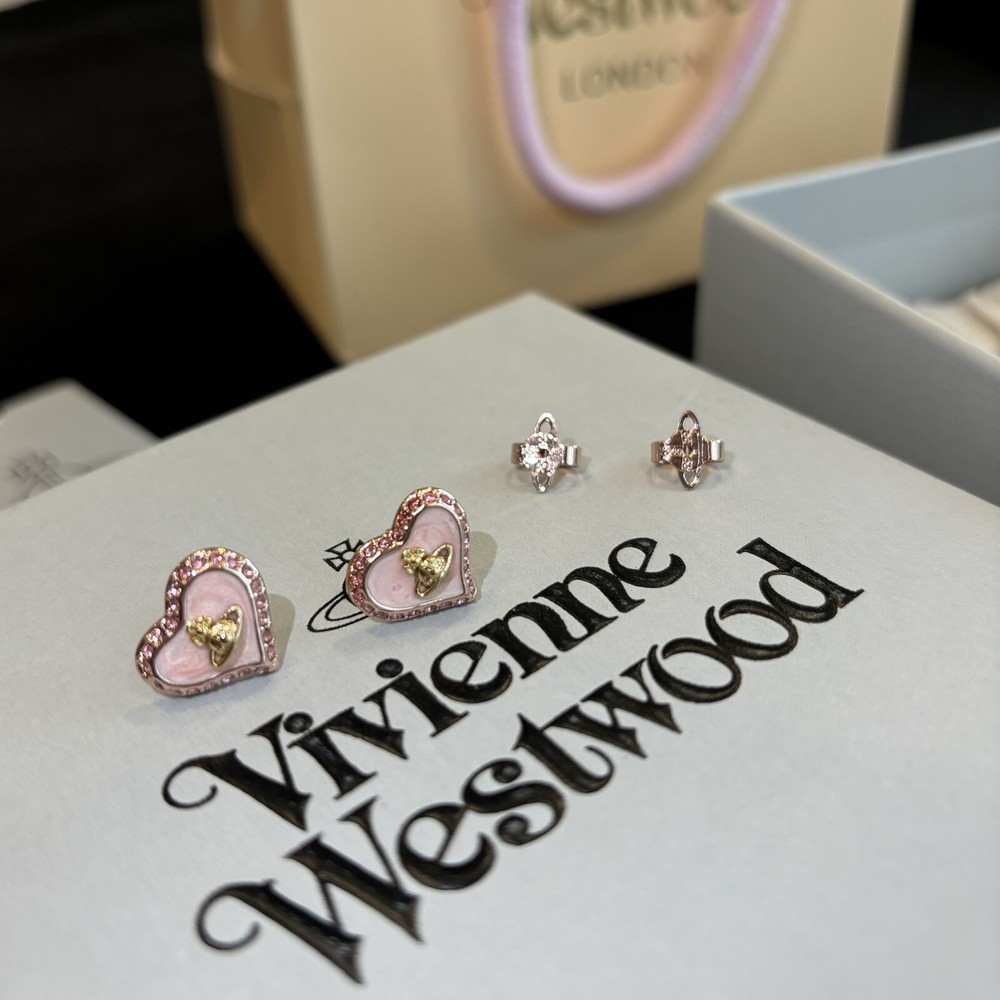Vivienne Westwood Mother Pearl Pink Earrings With Gift Box B32