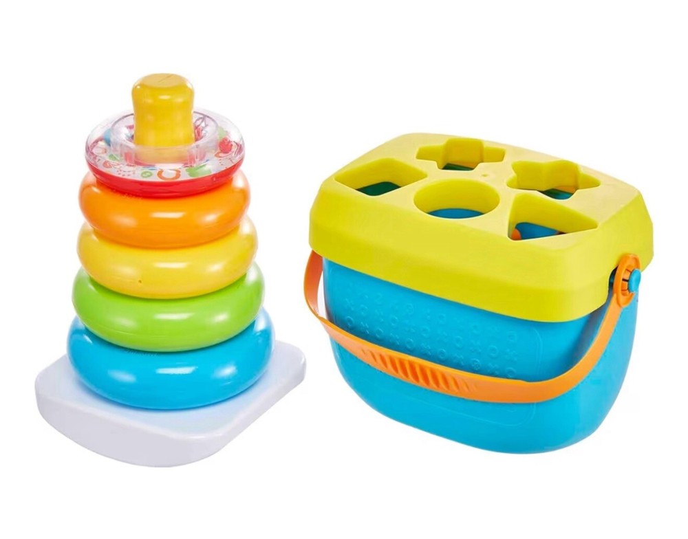Fisher-Price FWP37 Rock-a-Stack & Baby's First Blocks Bundle