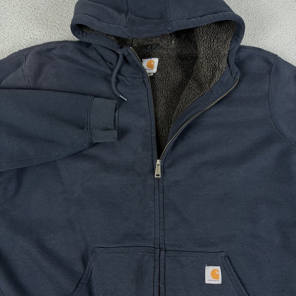 Carhartt Mens 3XL Tall Navy Sherpa Lined Full Zip Hooded Sweatshirt 100072