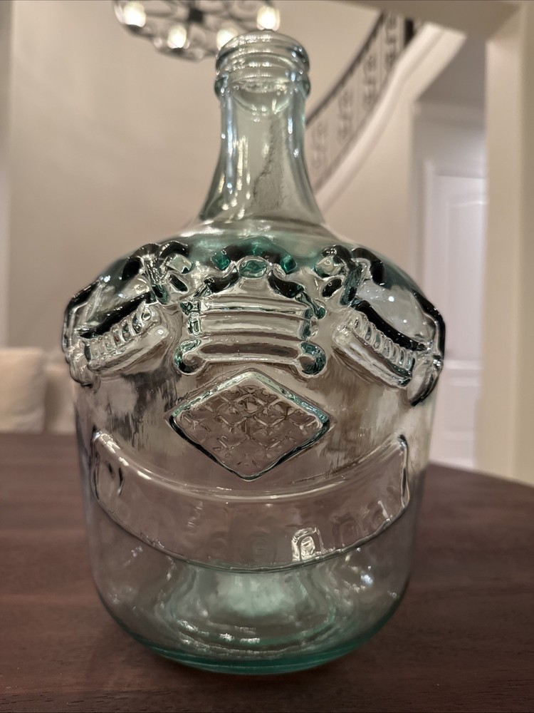 HUGE Vidrios San Miguel 12” Clear Green 100% Recycled Glass Chardonnay Wine Jug