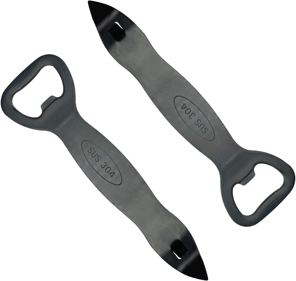 2 Pcs Black Bottle Opener Stainless Steel Can Punch Opener Church Key Can Opener