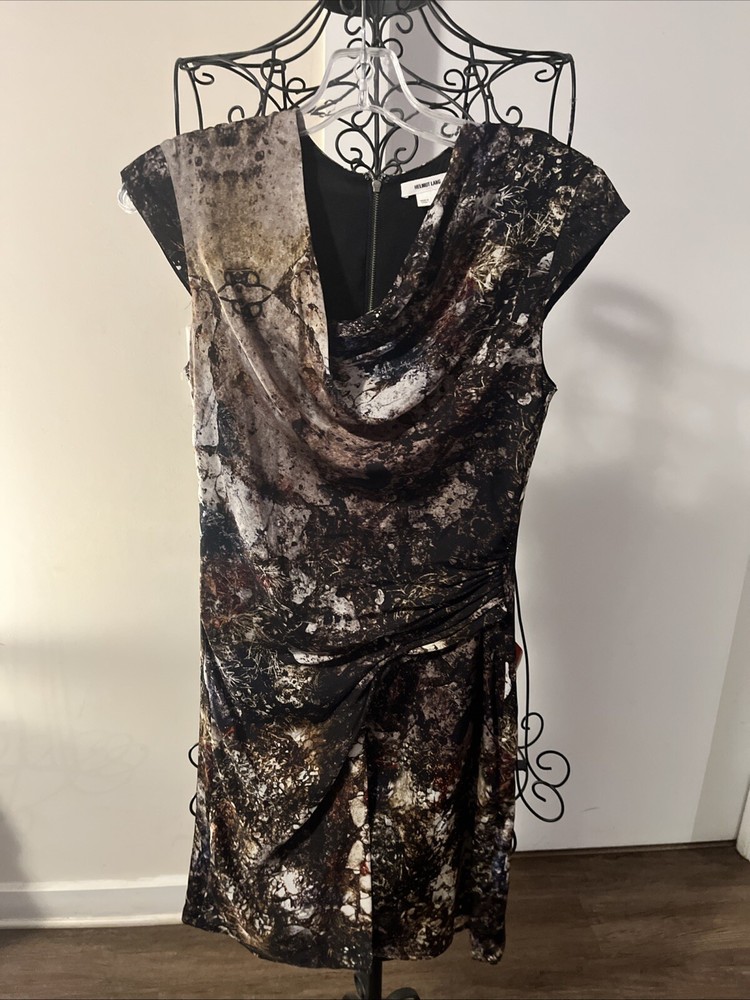 Helmut Lang  Modal Jersey Asymmetric Draped Dress size 2