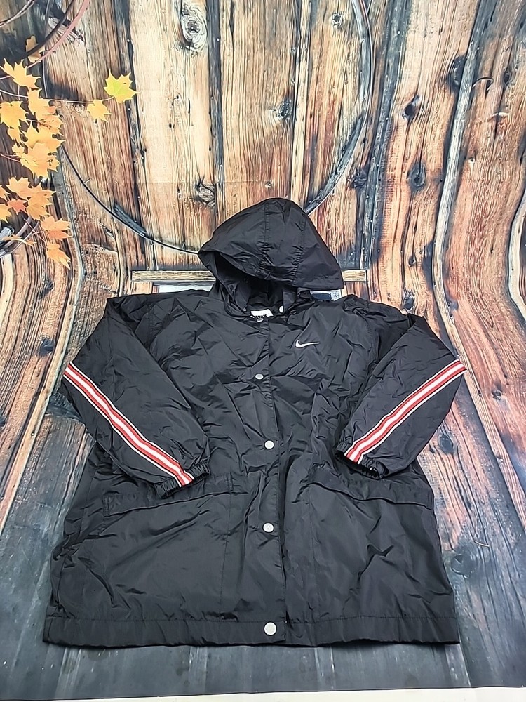 NIKE Vintage 90’s Coach Windbreaker Anorak Rain Black Hooded Jacket Size S (C)