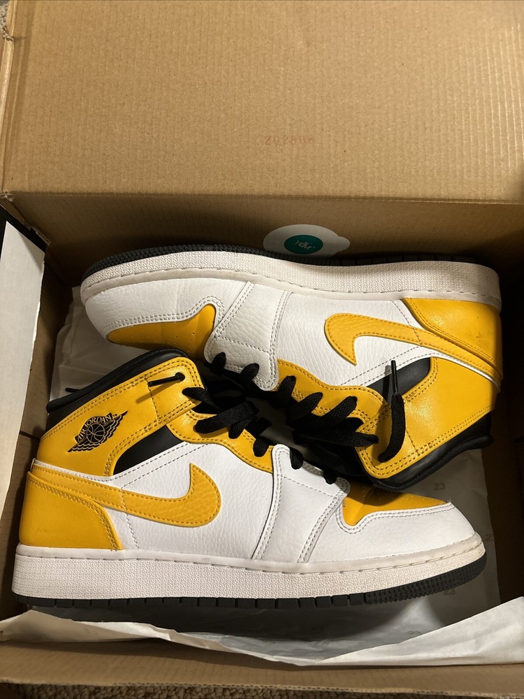 Jordan 1 Mid White Yellow Sneakers for Men and Women  
