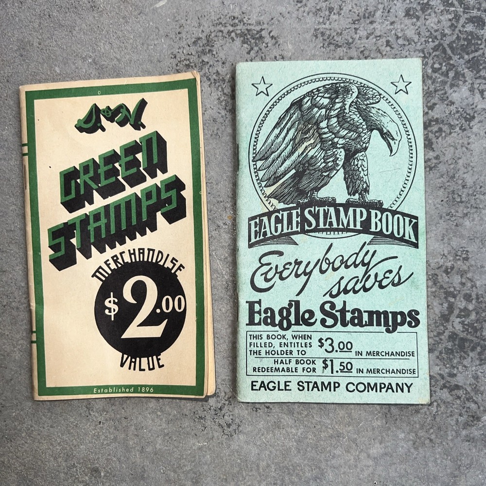 Green Stamp And Eagle Stamp Book - Rare Vintage, On Sale! Free Shipping!