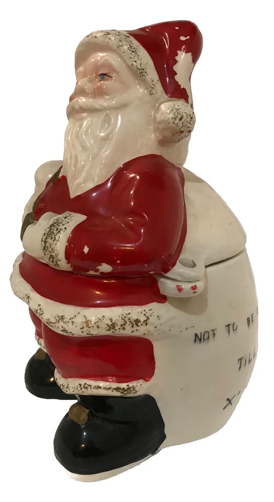 Vintage 8” Porcelain Santa Bank 1920's Japan “Not To Be Opened Til’ Christmas”
