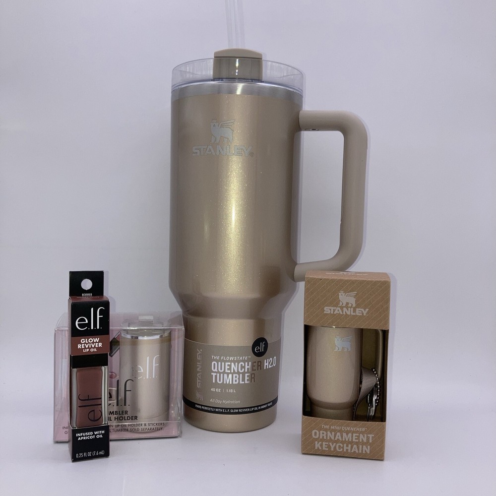 Stanley 40Oz Stainless Steel Tumbler Elf Lip Oil, Ornament, Lip Oil Holder Gold