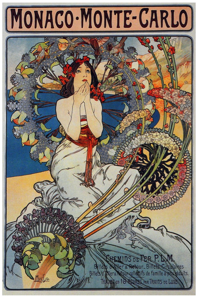 French Vintage Decoration  Design Poster.Monaco.Art Nouveau.Home Decor888i