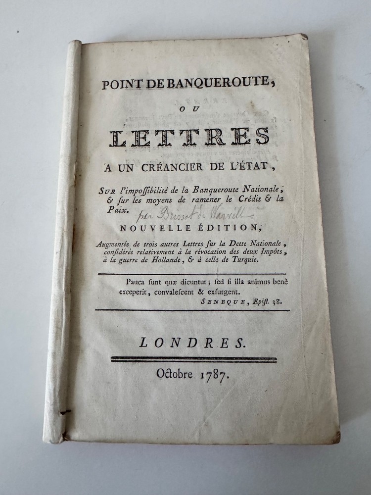 (Brissot De Warville, Jacques-Pierre ) Point de Banqueroute, 1787
