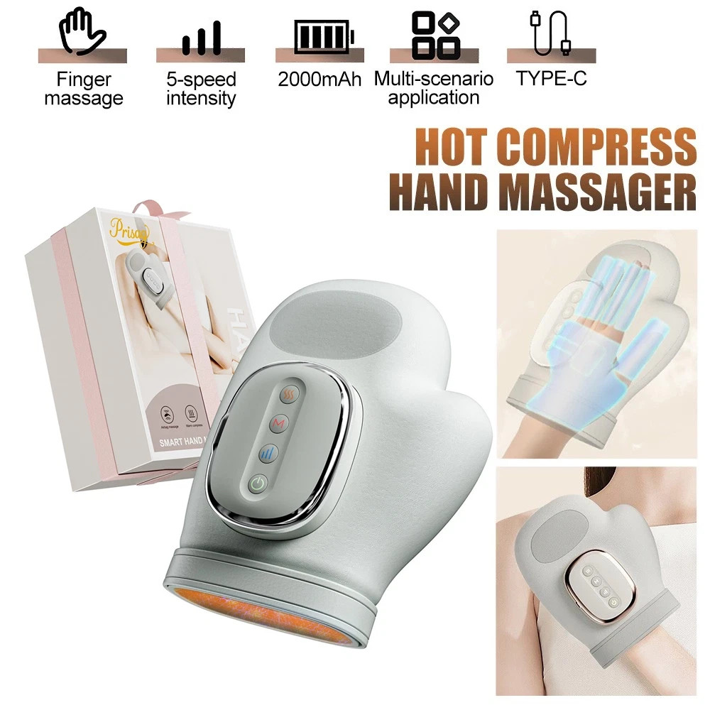 Hand Finger Massager Heated Compression Arthritis Wrist Pain Stress Relief