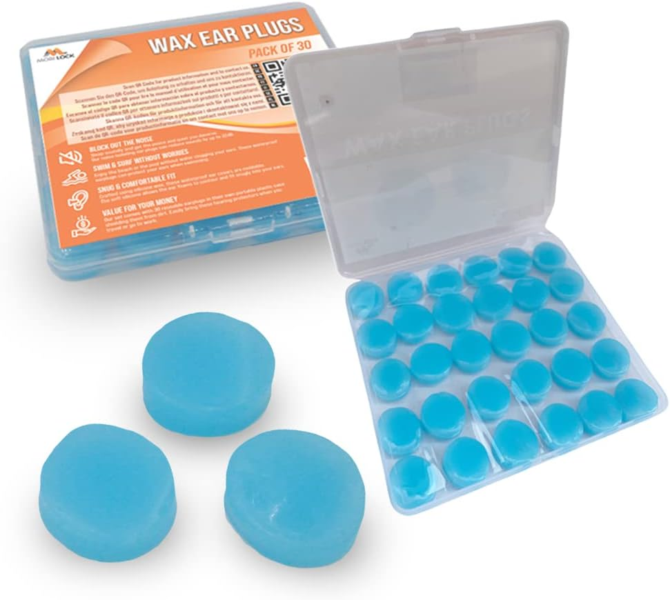 Ear Plugs - Reusable Silicone Wax Ear Plug Covers - Pack of 30-32Db Noise Cancel