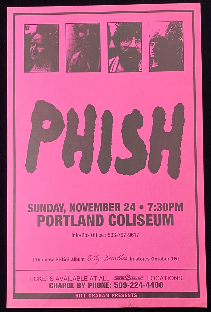 ORIGINAL 1996 Phish Portland Coliseum Concert Poster 17x11