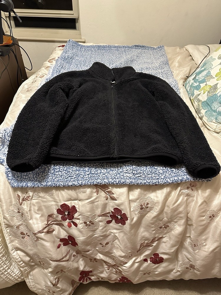 Victoria Secrets Pink black sherpa full zip jacket  size L