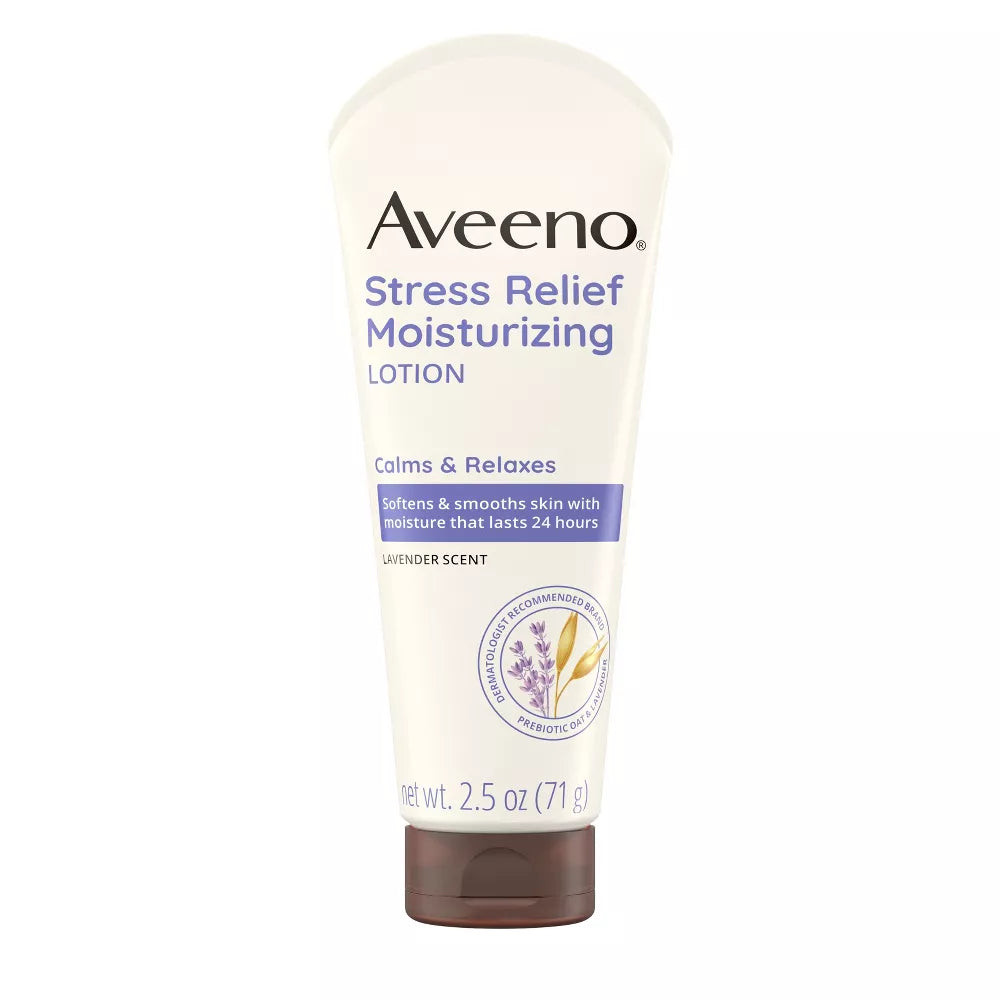 Aveeno Stress Relief Moisturizing Lotion Natural Oatme Lavender 2.5oz (2 Pack)