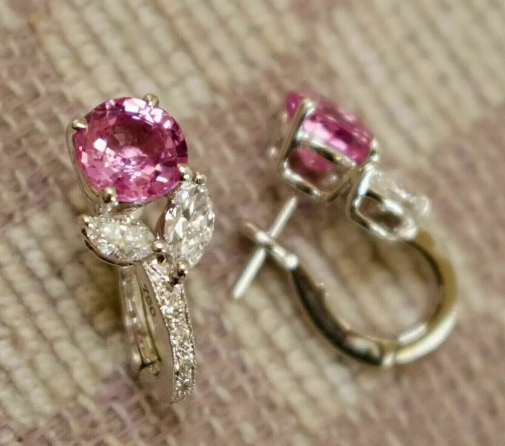 2.33Ct Round Lab-Created Pink Sapphire Huggie Hoop Earring 925 Sterling Silver