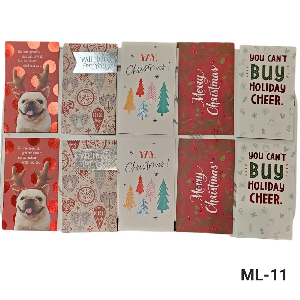 Money Gift Card Holder Christmas Cards With Envelopes - Lot Of 10