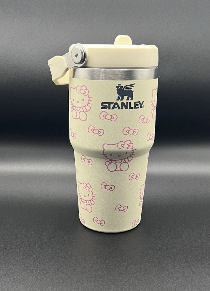 Hello Kitty Stanley 20oz Laser Engraved Ivory Pink Tumbler