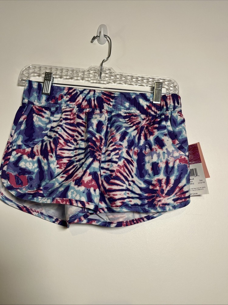 Kanu Surf Swimsuit Girls L(12/14) Blue Purple Board Shorts Camille Tie Dye Boho