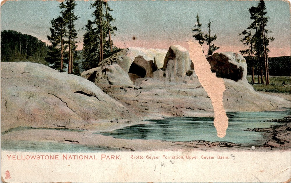 YELLOWSTONE NATIONAL PARK, Grotto Geyser Formation, Upper Geyser Postcard
