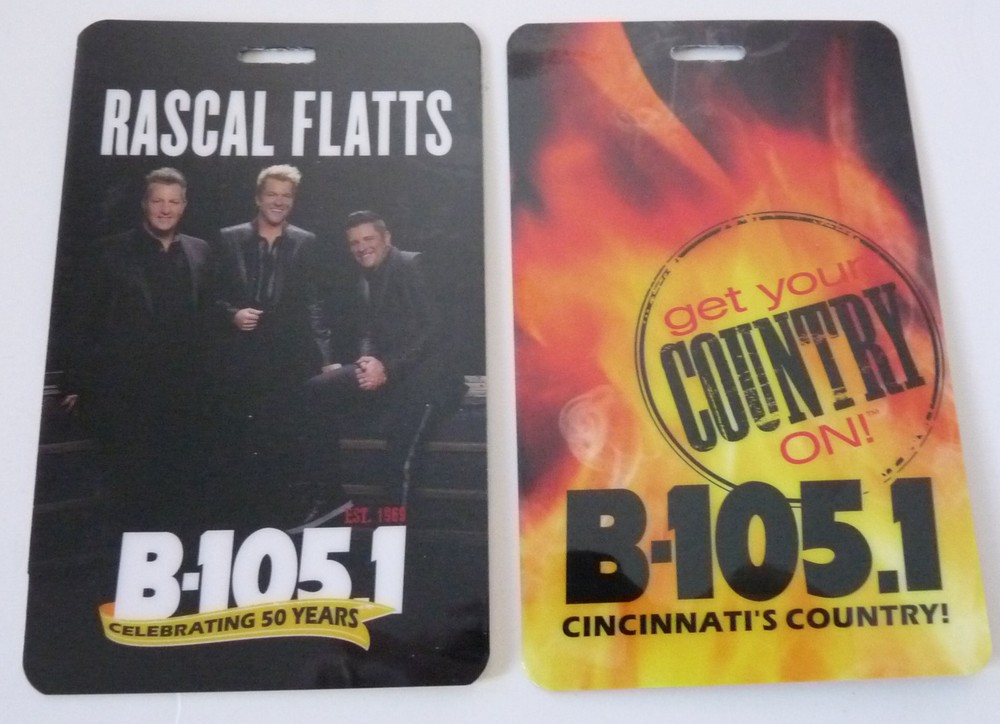 Rascal Flatts B105.1 Concert Tour Backstage Laminate Pass D12