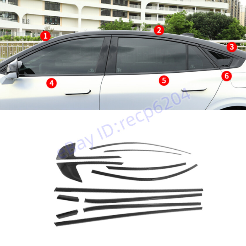 Glossy Black Car Window Sill Molding Strip Cover Trim For Ford Fusion 2022-2024