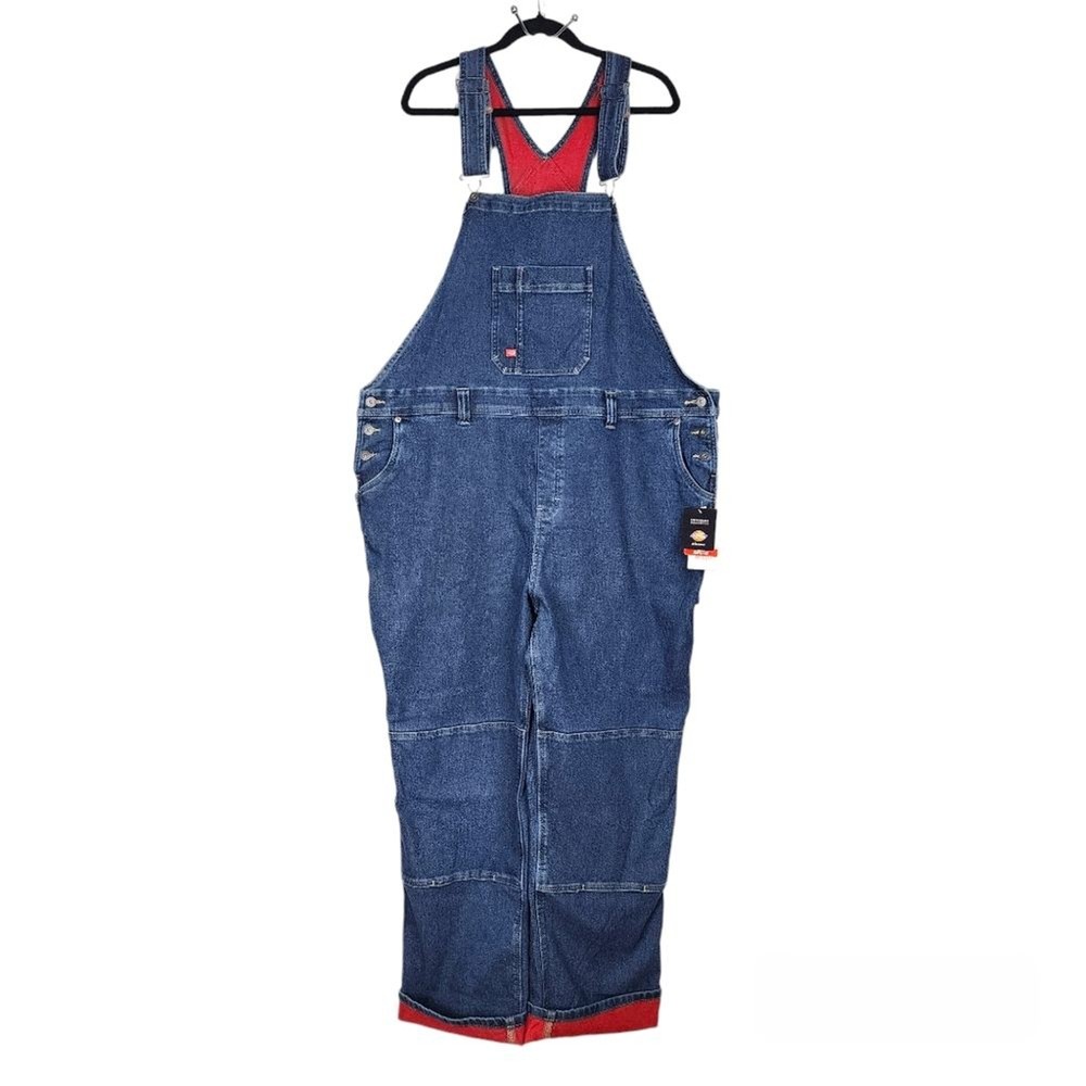 Dickies Women Fleece Lined Denim Bib Overall  Warming Temp Iq Carpenter Size 2XL