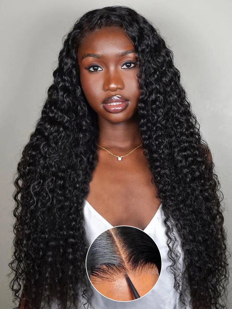 13x4 HD Transparent Lace Frontal Wig with Preplucked 5x5 Glueless Closure